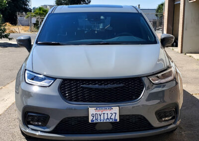 We did a 2-step paint correction on this 2022 Pacifica van. Then we polished the paint until it was slick and smooth so that at freeway speeds the dust would just blow off. After correcting the paint, we applied our signature 7-year ceramic coating. We also added our promotional ceramic glass coating for free (normally a $150.00 Value).